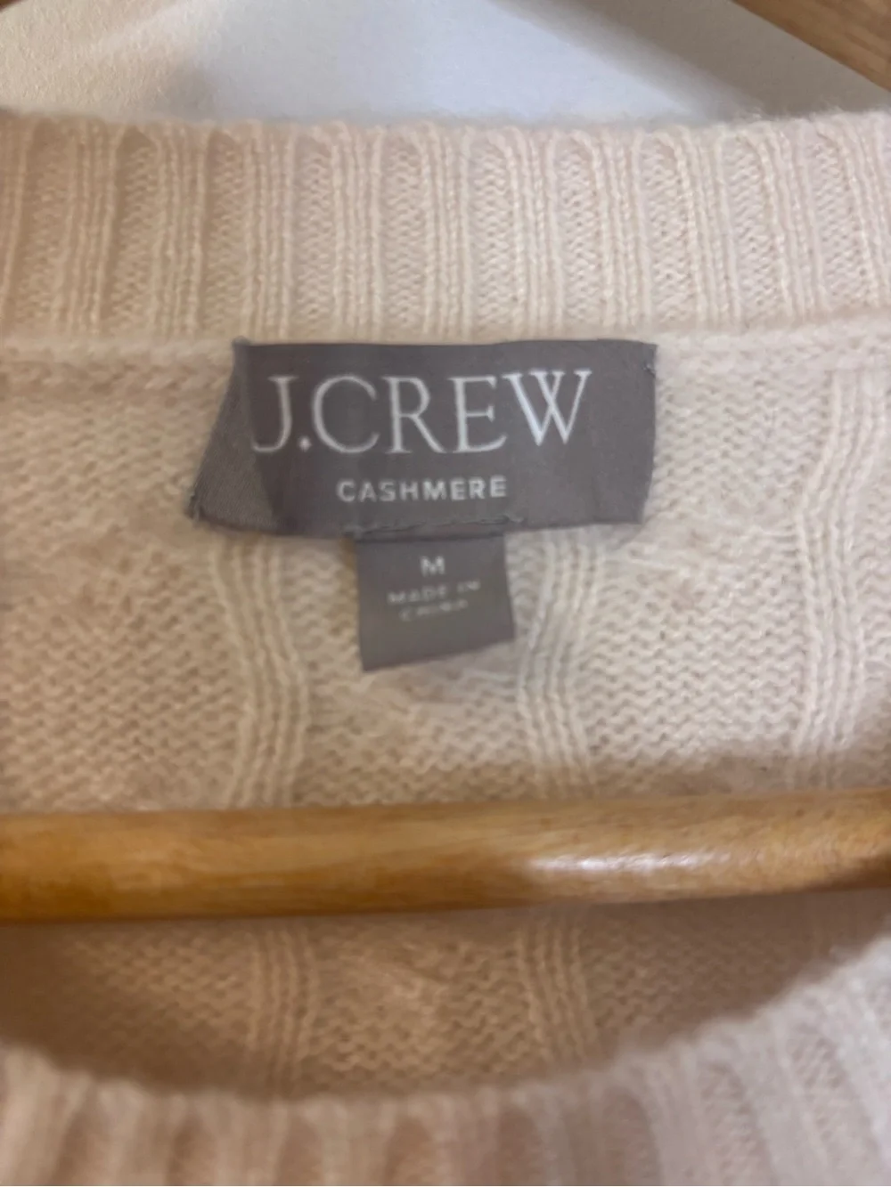 J. Crew Cream Cable-Knit Cashmere Crewneck Sweater